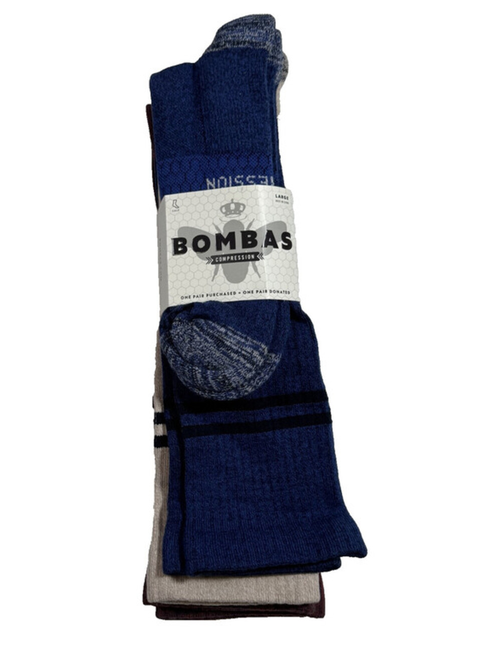 3 Pack Bombas Compression Calf Socks (15-20 mmHg) Sz LARGE M (9.5 -13) W (11-13)